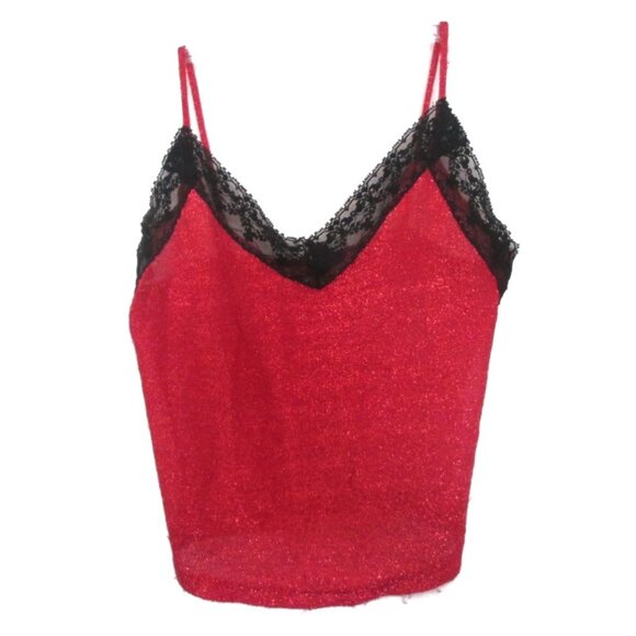 1990s vintage sexy red lace camisole shirt crop top size extra small xs - Picture 8 of 8